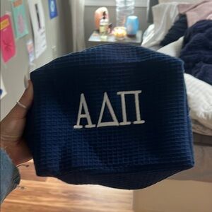 Navy alpha delta pi cosmetic bag